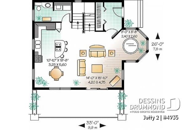 Rez-de-chaussée - Chalet à aire ouverte avec coin pour spa intérieur et option 1 ou 2 chambres - Jetty 2