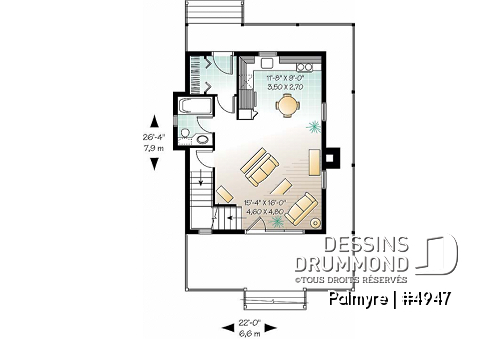 Rez-de-chaussée - Cottage original de 3 chambres avec balcon privé à la chambre des parents, aire ouverte au rez-de-chaussée - Palmyre