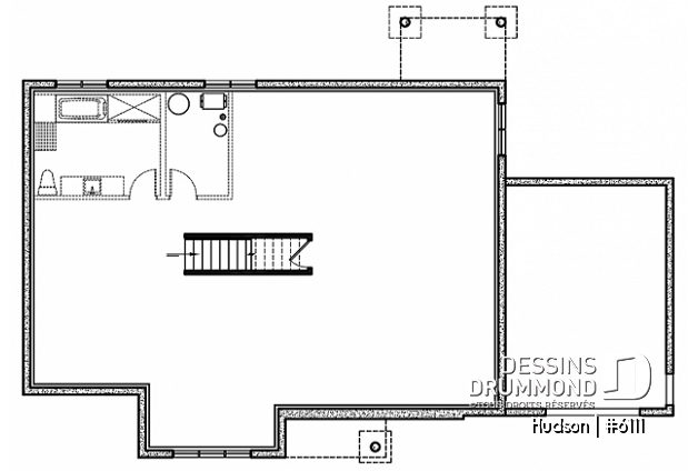Sous-sol - Plan de la collection Maibec X Dessins Drummond proposant 3 chambres, vestiaire, garage - Hudson