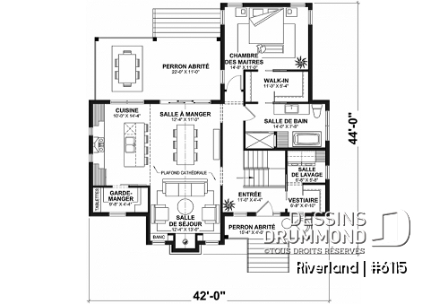 Rez-de-chaussée - Confortable plain-pied 3 chambres de style champêtre avec perron arrière abrité - Riverland