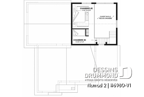 Étage - Maison de style farmhouse avec garage VR attaché, et une option proposant un logement 2 chambres à étage - Nomad 2