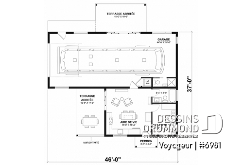Rez-de-chaussée - Plan flexible: mini-maison 1 chambre avec garage attaché pour VR OU maison 3 chambres, 3 sdb, avec garage - Voyageur