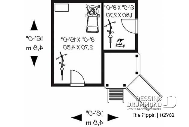 Rez-de-chaussée - Plan de cabane pour enfant avec rangement et espace jeux - The Pippin