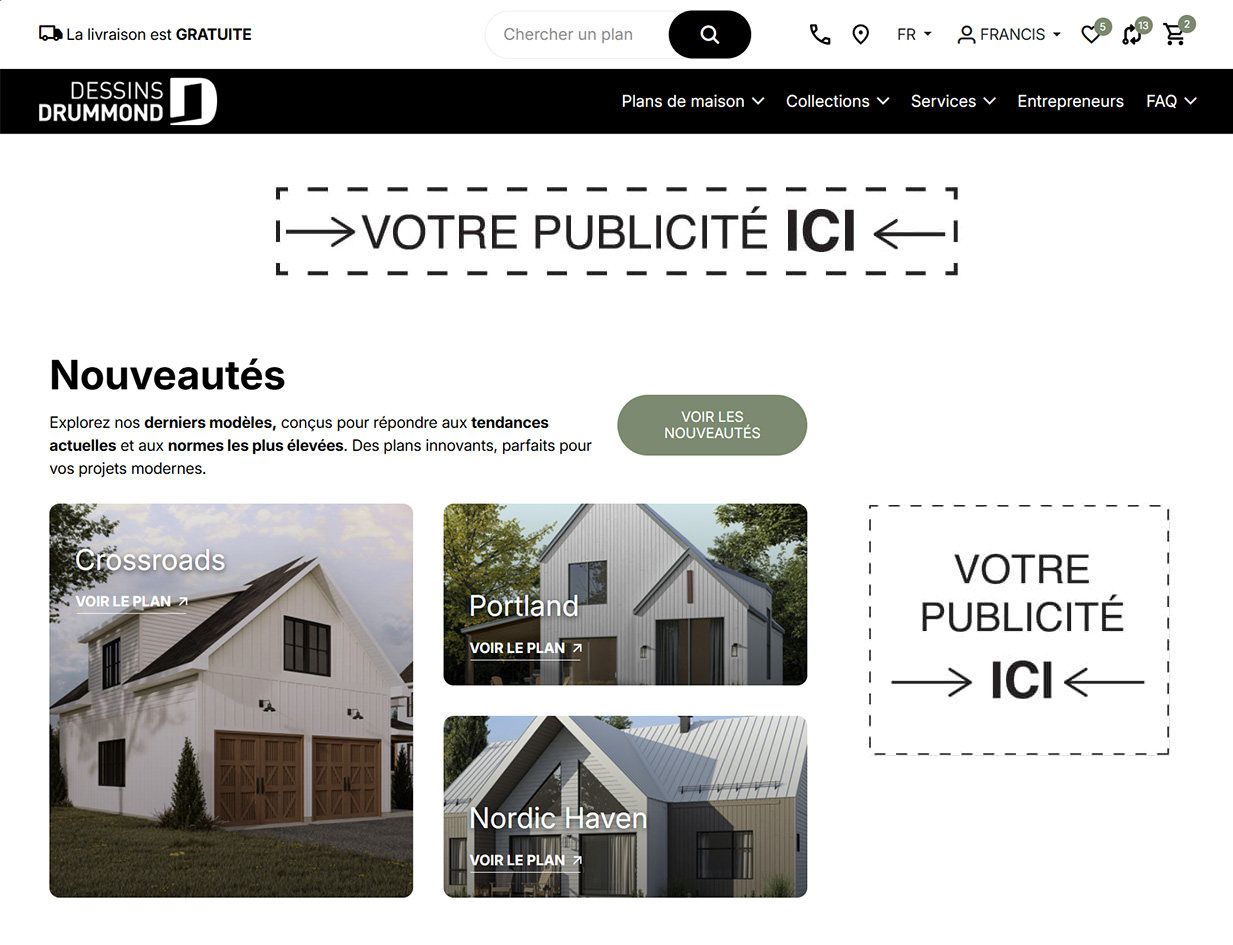 Programme de publicité - Exemple accueil