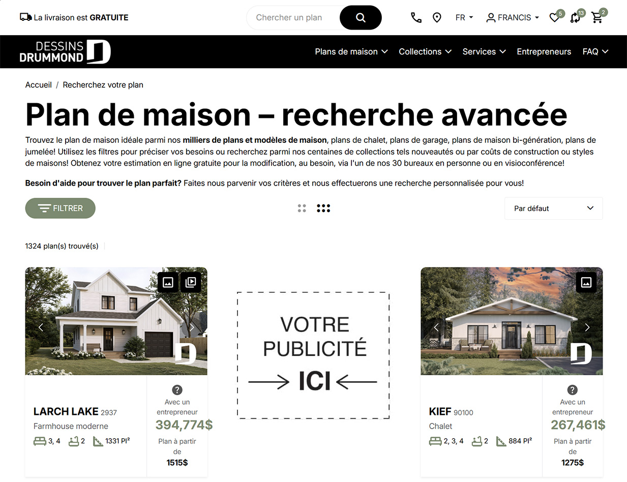 Programme de publicité - Exemple recherche