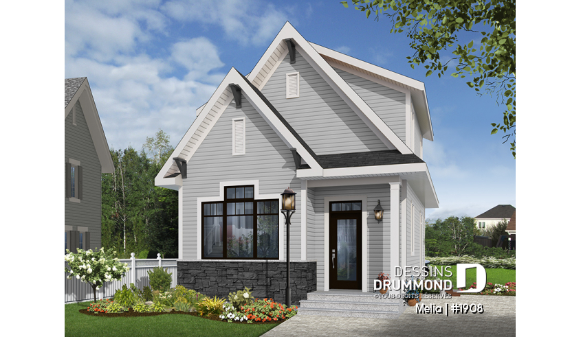 Vue avant - MODÈLE DE BASE du plan de maison unifamiliale 1908 Vue avant - MODÈLE DE BASE - Melia