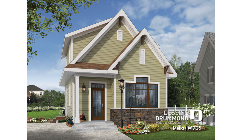 Vue avant – Modèle ORIGINAL du plan de maison unifamiliale 1908 Vue avant – Modèle ORIGINAL - Melia