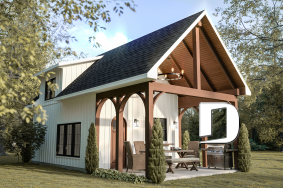 Vue avant - MODÈLE DE BASE - Plan versatile de mini-maison, pavillon de jardin ou petite maison d'invités, à vous de décider! - Summer