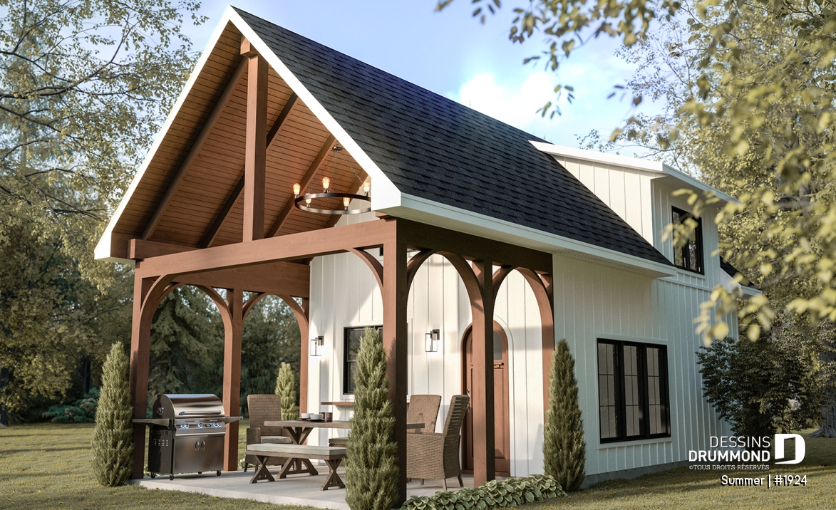 Vue avant - MODÈLE DE BASE - Plan versatile de mini-maison, pavillon de jardin ou petite maison d'invités, à vous de décider! - Summer