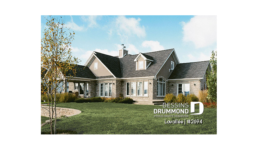 Photo Vue arrière du plan de maison unifamiliale 2694 Photo Vue arrière - Lavallée