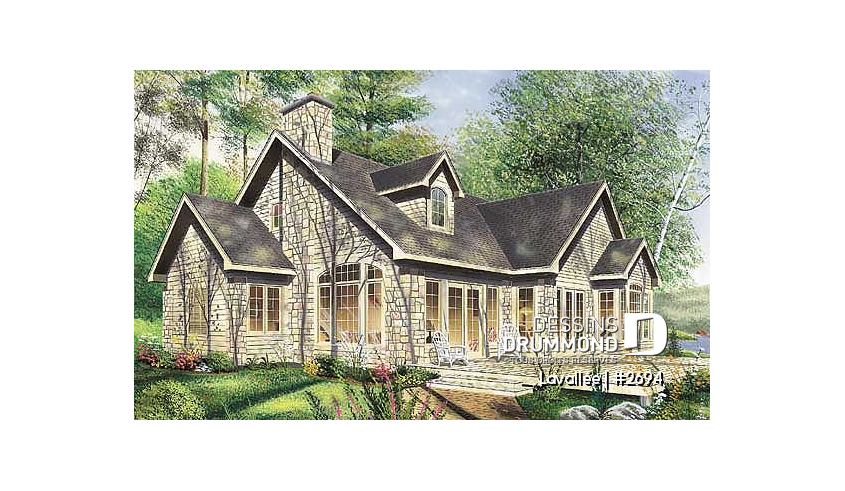 Vue arrière - MODÈLE DE BASE du plan de maison unifamiliale 2694 Vue arrière - MODÈLE DE BASE - Lavallée