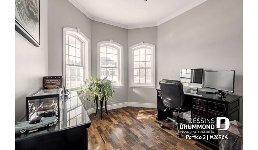 Photo Bureau du plan de maison unifamiliale 2896A Photo Bureau - Portico 2