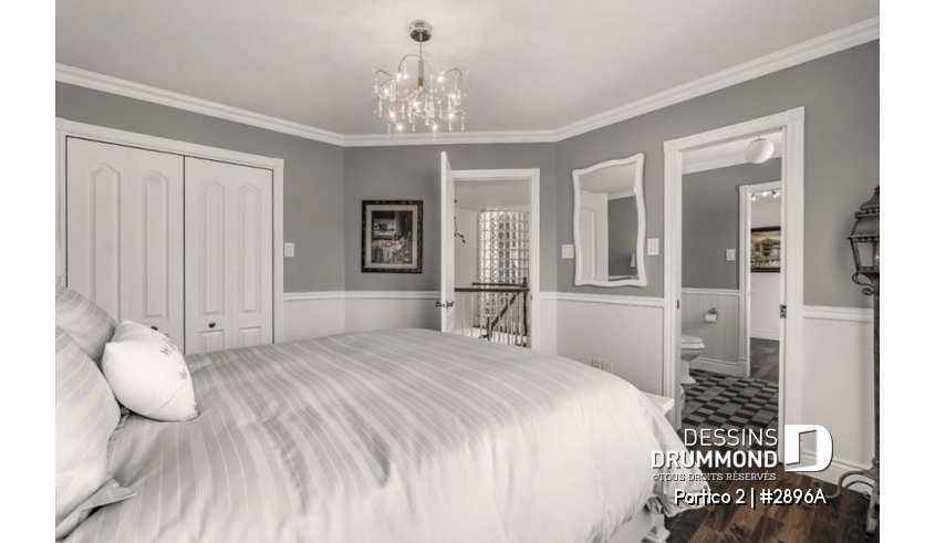 Photo Chambre du plan de maison unifamiliale 2896A Photo Chambre - Portico 2