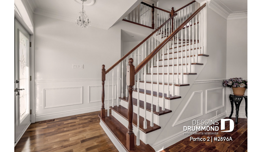 Photo Escalier du plan de maison unifamiliale 2896A Photo Escalier - Portico 2