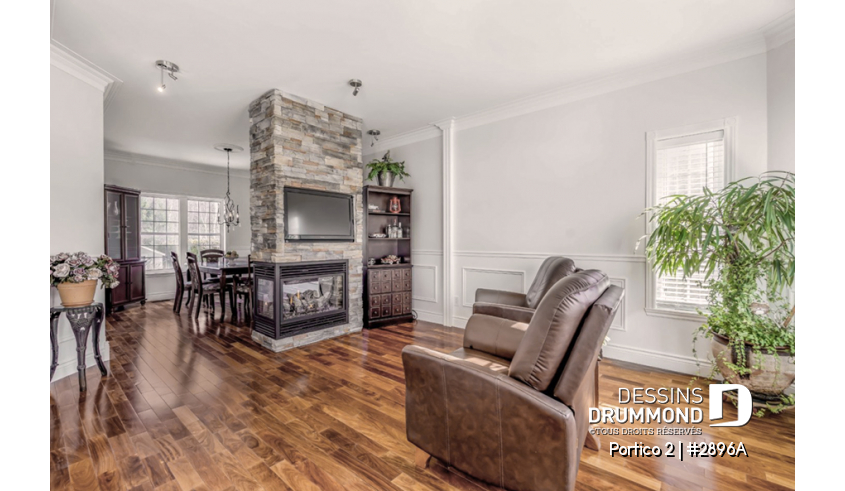 Photo Salon du plan de maison unifamiliale 2896A Photo Salon - Portico 2