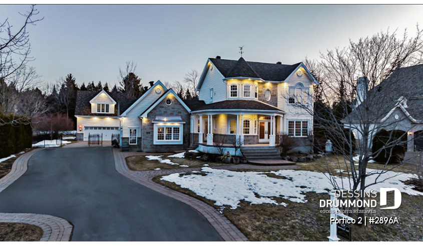 Photo Vue avant du plan de maison unifamiliale 2896A Photo Vue avant - Portico 2