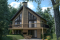 Vue arrière - MODÈLE DE BASE - Plan de chalet rustique, 3 à 4 chambres, cathédrale & loft, mezzanine, 2 foyers, grande terrasse vue superbe - Skybridge