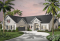 Vue avant - MODÈLE DE BASE - Grand plan de plain-pied, 3 chambres, garage double, terrasse abritée, foyer, grande buanderie, suite parents - Lombardo