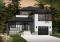 Vue avant - MODÈLE DE BASE - Plan modèle contemporain, 3 à 4 chambres, bureau, foyer, îlot à la cuisine, balcon arrière couvert, garage - Lindsay