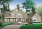 Vue avant - MODÈLE DE BASE - Plan de style bungalow avec 5 à 6 chambres, garage triple, solarium avec spa, plafond 9' sur tout le r-d-c  - L'Américaine