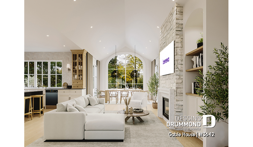 Vue intérieure du plan de maison unifamiliale 3642 Vue intérieure - Gable House