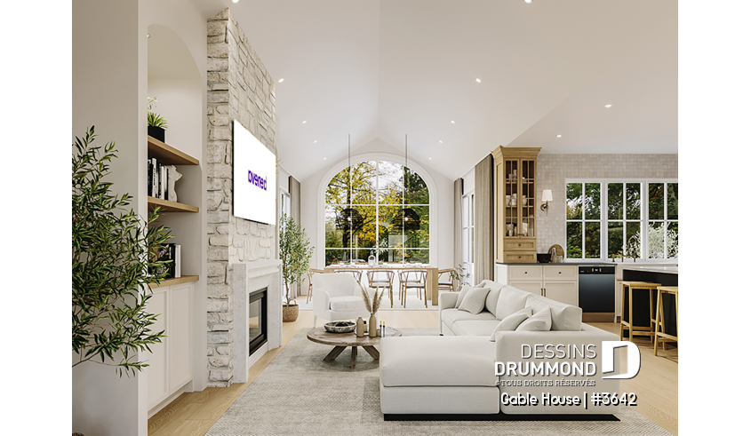 Vue intérieure du plan de maison unifamiliale 3642 Vue intérieure - Gable House