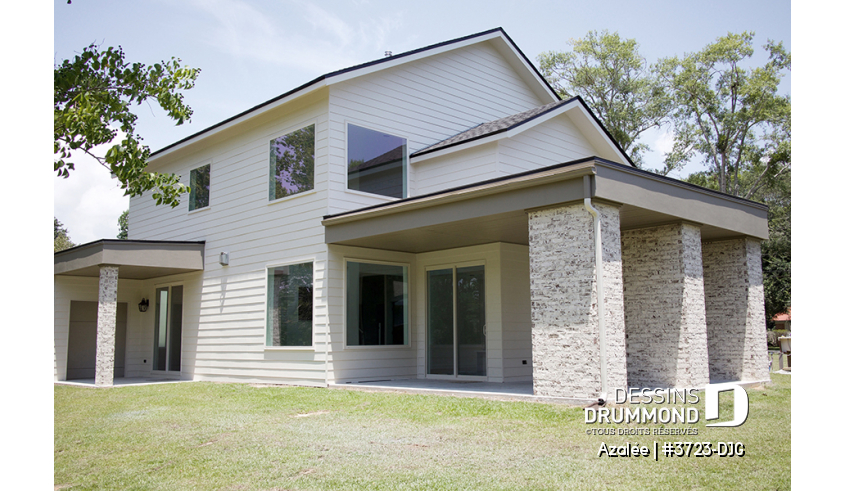 Photo Vue arrière du plan de maison unifamiliale 3723-DJG Photo Vue arrière - Azalée