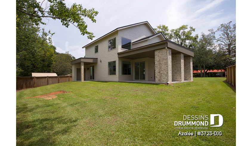 Photo Vue arrière du plan de maison unifamiliale 3723-DJG Photo Vue arrière - Azalée