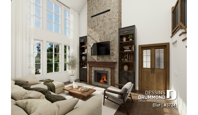 Vue intérieure du plan de maison unifamiliale 3734 Vue intérieure - Elliot