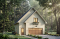 Vue avant - MODÈLE DE BASE - Plan de garage double avec logement d’une chambre, cuisine, salon et salle de bain complète à l’étage - Zoé