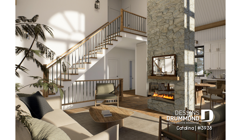 Photo Salle de séjour du plan de maison unifamiliale 3938 Photo Salle de séjour - Catalina