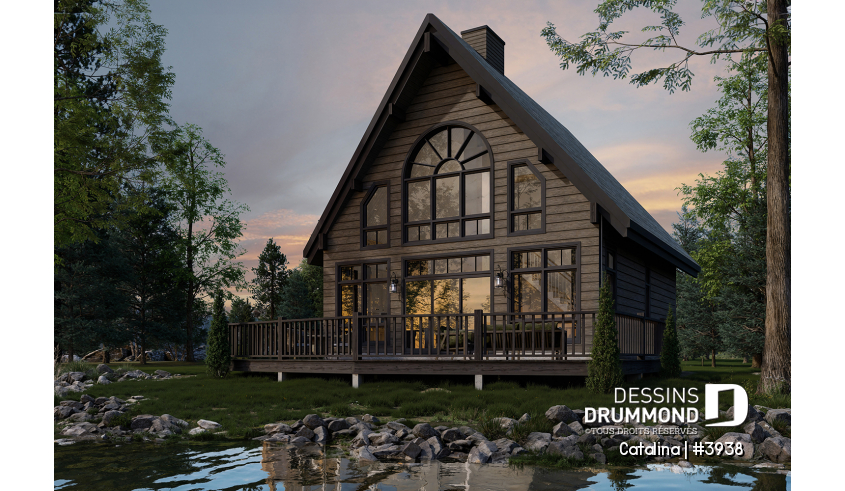 Version couleur no. 2 - Vue arrière du plan de maison unifamiliale 3938 Version couleur no. 2 - Vue arrière - Catalina