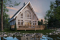 Vue arrière - MODÈLE DE BASE - Plan de chalet de type A-frame ( à toit en A ), superbe luminosité, plancher convivial, mezzanine à l'étage - Catalina