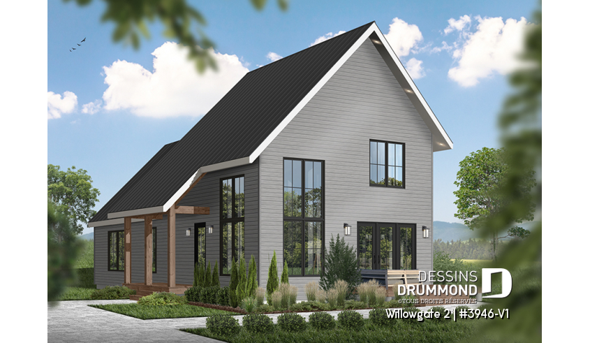 Version couleur no. 2 - Vue avant du plan de maison unifamiliale 3946-V1 Version couleur no. 2 - Vue avant - Willowgate 2