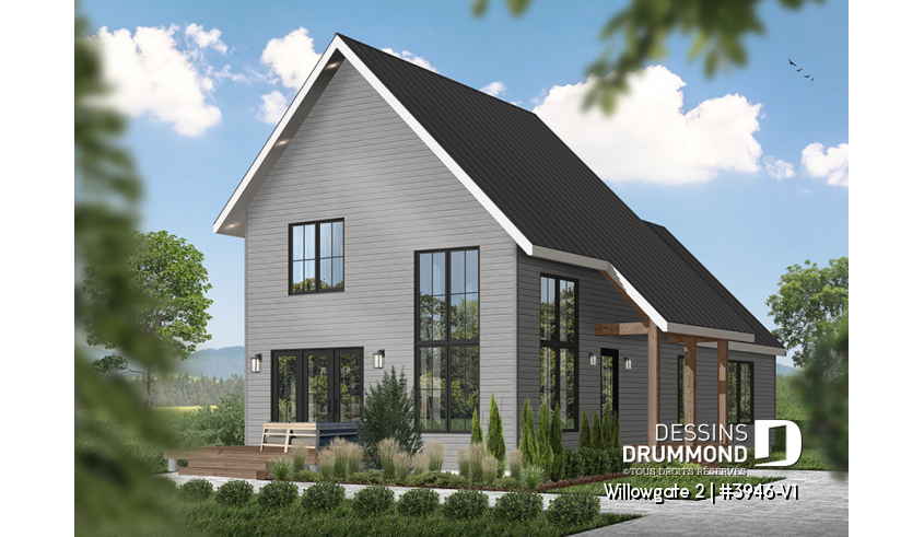 Version couleur no. 2 - Vue avant du plan de maison unifamiliale 3946-V1 Version couleur no. 2 - Vue avant - Willowgate 2