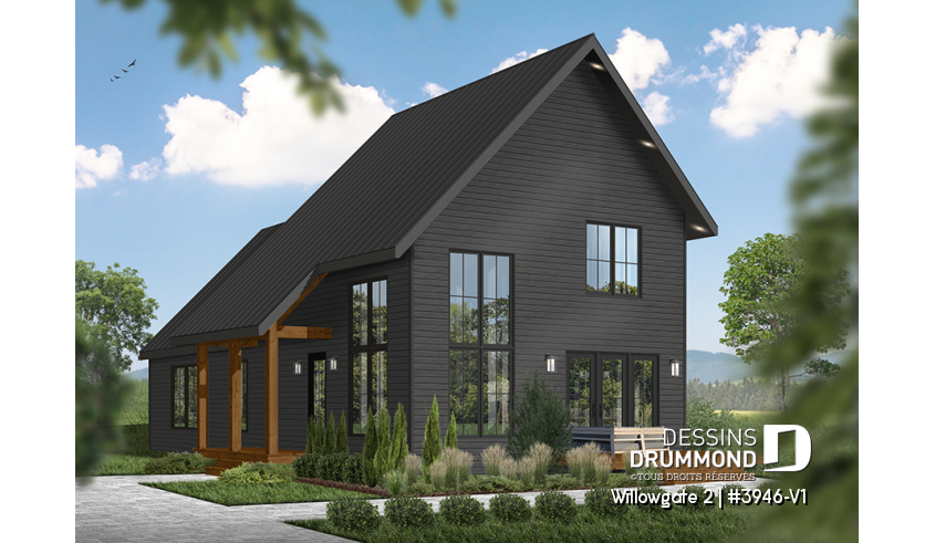 Version couleur no. 3 - Vue avant du plan de maison unifamiliale 3946-V1 Version couleur no. 3 - Vue avant - Willowgate 2