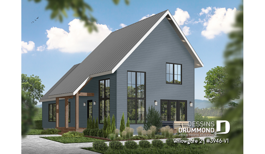 Version couleur no. 4 - Vue avant du plan de maison unifamiliale 3946-V1 Version couleur no. 4 - Vue avant - Willowgate 2