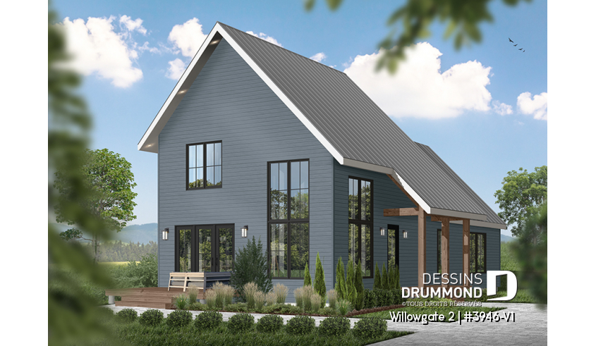 Version couleur no. 4 - Vue avant du plan de maison unifamiliale 3946-V1 Version couleur no. 4 - Vue avant - Willowgate 2
