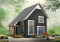 Vue avant - MODÈLE DE BASE - Plan de petit chalet moderne abordable, 2 chambres, cathédrale avec mezzanine, 1.5 salles bain, belle lumière - Willowgate