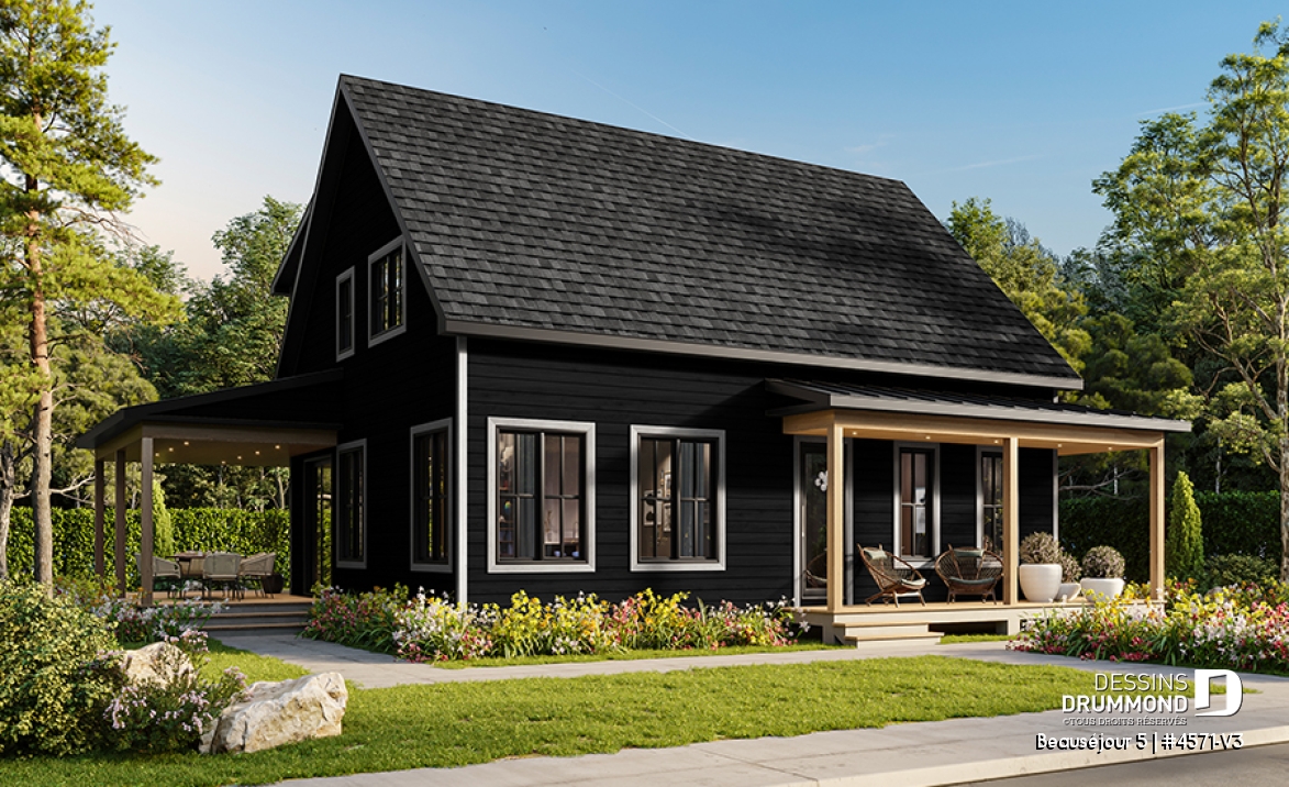 Vue avant - MODÈLE DE BASE - Farmhouse avec sous-sol fini (optionnel $), 2 à 5 chambres et 2 salles de séjour, parfaite pour familles - Beauséjour 5