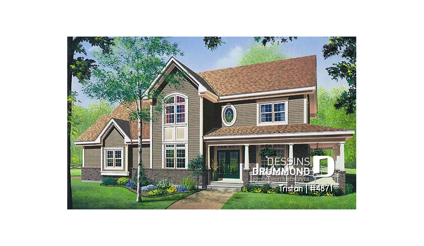 Vue avant – Modèle ORIGINAL du plan de maison unifamiliale 4871 Vue avant – Modèle ORIGINAL - Tristan
