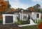 Version couleur no. 5 - Vue avant - Plan de maison contemporaine 2 chambres, garage, vestiaire, garde-manger et aire de vie à l'arrière - Camille 2