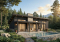 Vue arrière - MODÈLE DE BASE - Plan de chalet moderne plain-pied avec 3 chambres, dalle flottante et foyer extérieur - Bonzai 4