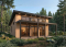 Vue avant - MODÈLE DE BASE - Plan de chalet moderne plain-pied économique avec 2 chambres et grand balcon couvert - Bonzai 5