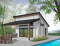 Vue avant - MODÈLE DE BASE - Pavillon extérieur, terrasse couverte avec cuisine extérieure, séjour, salle de bain, rangement - Cabana 2