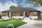 Vue avant - MODÈLE DE BASE - Plan de maison jumelée contemporaine mid-century, 2 chambres, îlot à la cuisine, sous-sol aménageable - Ambrose 3