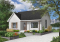 Vue avant - MODÈLE DE BASE - Plan d'un bungalow style ranch économique, balcon avant abrité, 2 chambres, plafond cathédrale, rangement - Lamartine 2