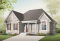 Vue avant - MODÈLE DE BASE - Modèle bungalow champêtre 2 chambres, coin bureau, à aire ouverte avec foyer 2 faces, belle salle de bain - Merlin 2