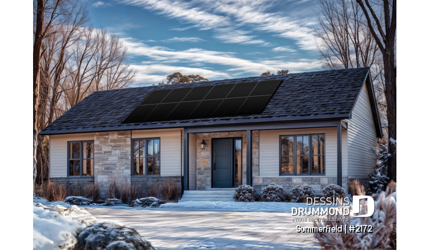 Version couleur no. 1 - Vue avant du plan de maison unifamiliale 2172 Version couleur no. 1 - Vue avant - Summerfield
