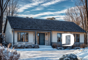 Version couleur no. 7 - Vue avant - Plan de maison de plain-pied ranch 3 chambres, cuisine conviviale et grand balcon avant abrité. - Summerfield